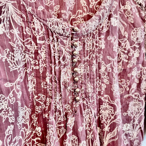 Gloria Vanderbilt Boho Prairie Floral Popover Top Cotton Peasant Blouse XL - Picture 2 of 11